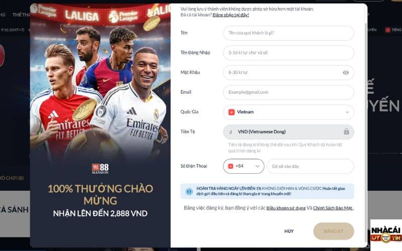 Hướng dẫn đăng ký tài khoản M88